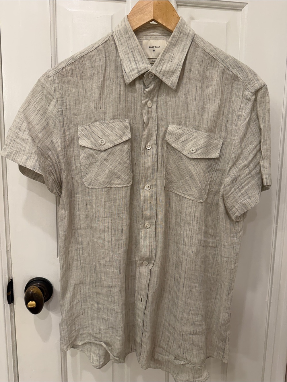 Billy Reid White Linen Short-Sleeve Button-Down Shirt